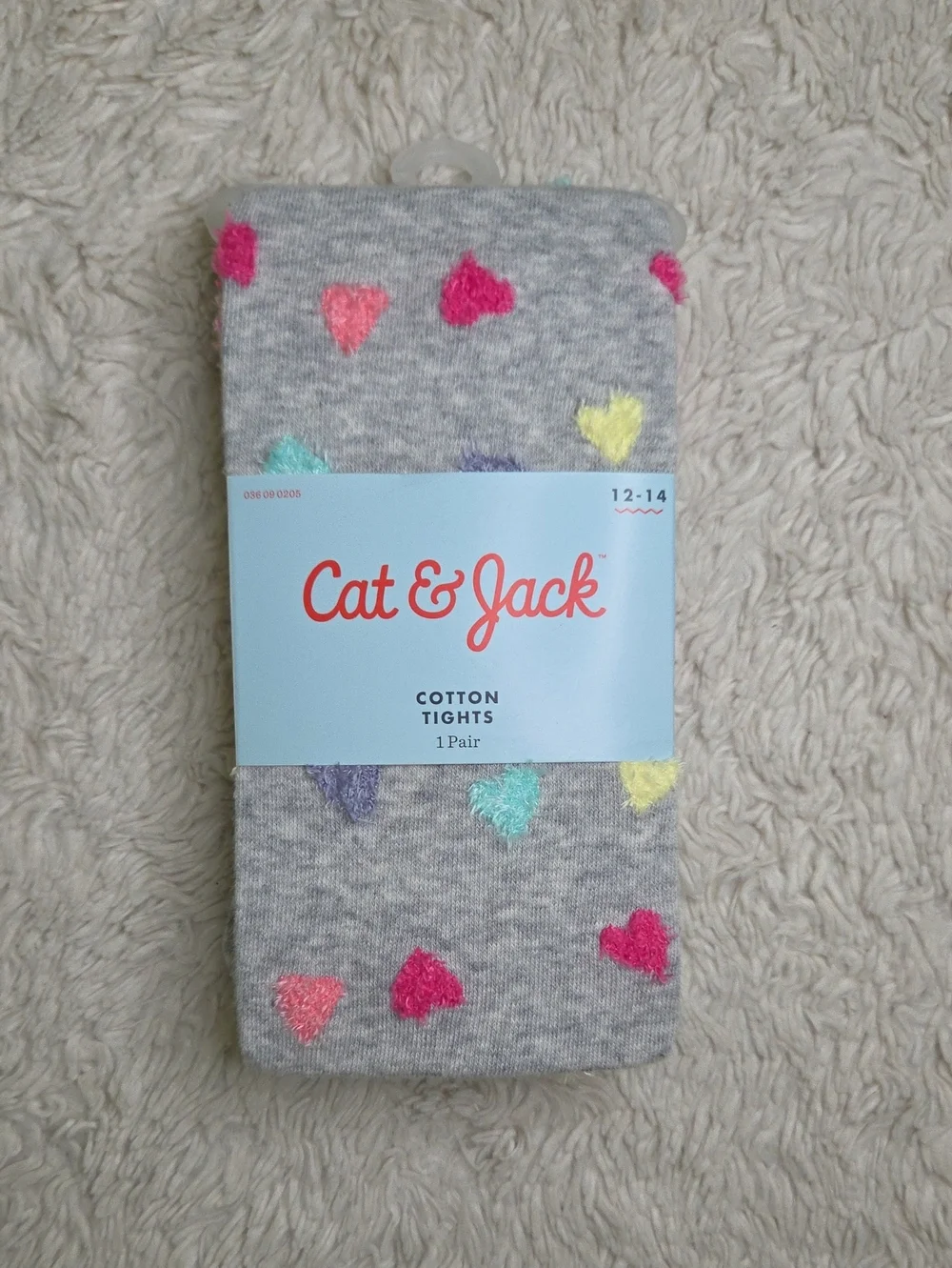 Cat & Jack Girls Multicolor Hearts Cotton Tights Sz 12/14 NWT